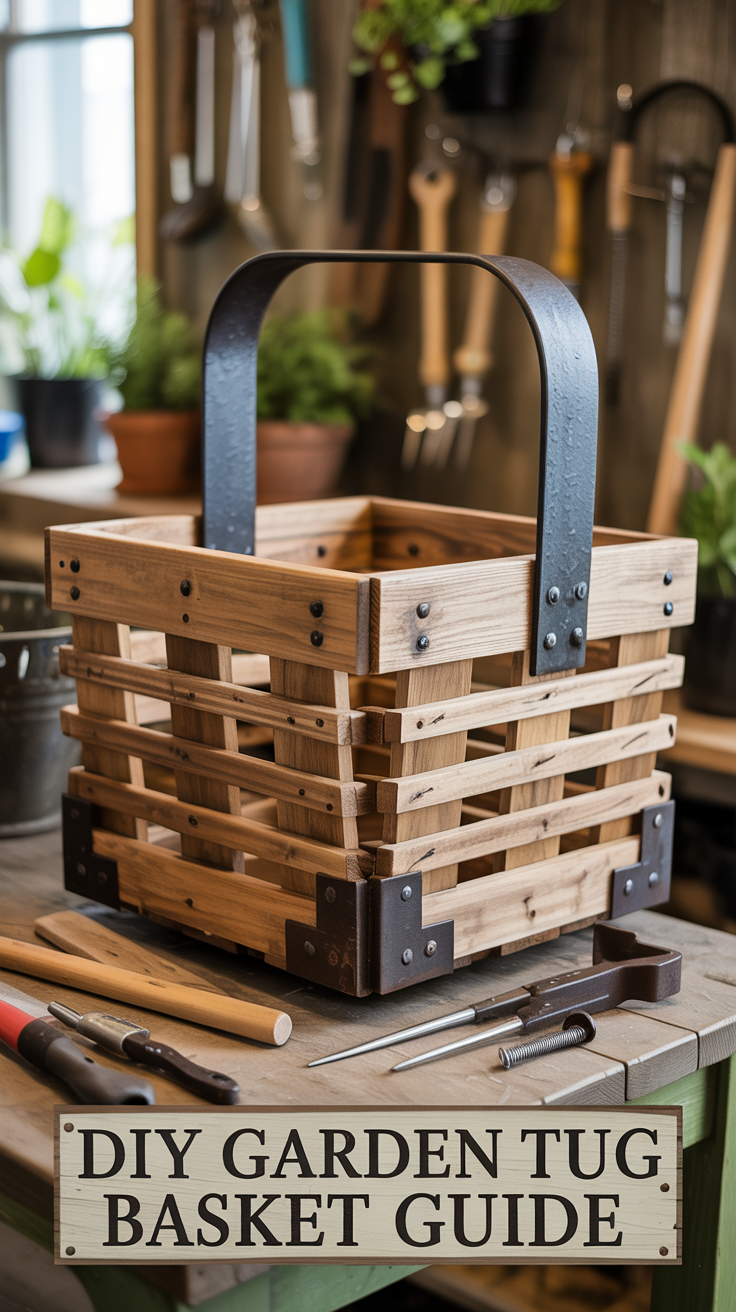 Build a tug basket from wood and metal garden