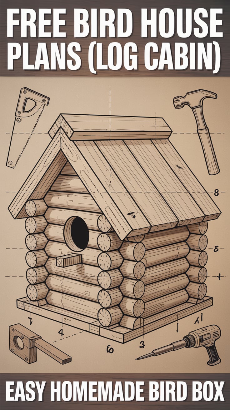 Free Bird House Plans (Log Cabin) – EASY Homemade Bird Box