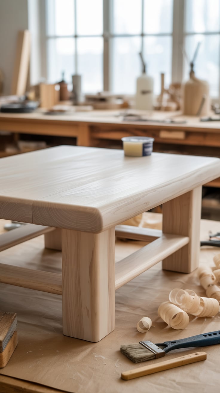 Sanded Wood Coffee Table with White Wax: Design, Build, and Finish